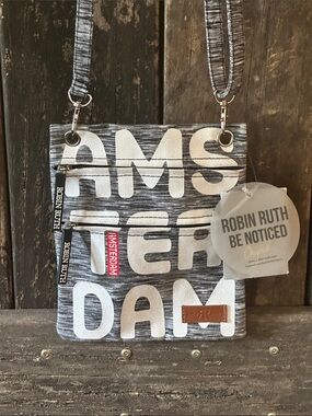 Robin Ruth Black and White Amsterdam Crossbody Messenger Bag NWT